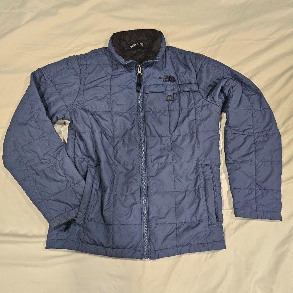 The North Face Puffer Jacket Boys Medium Navy Blue Full Zip Quilted